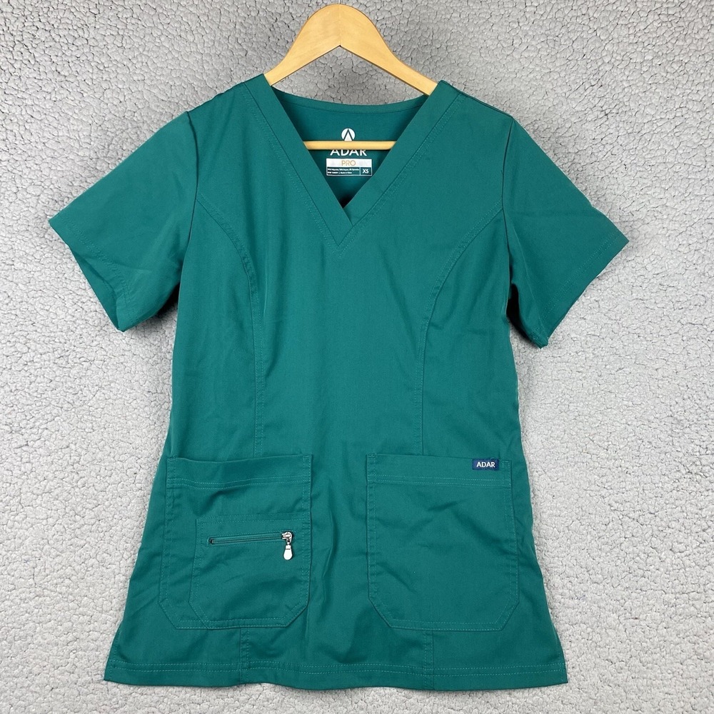 Adar Pro‎ Women's  Size XS Scrub Top Pockets Green Teal